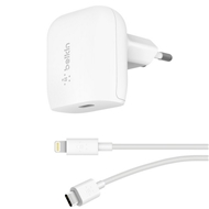 شارژر دیواری شارژ سریع 20 وات + کابل لایتنینگ USB-C بلکین مدل WCA003vf04WH