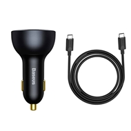 شارژر فندکی 3 پورت 160 وات همراه با کابل بیسوس Baseus Qualcomm 5 Multi-Port Fast Charge Set TZCCZM-0G