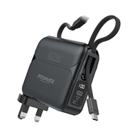 شارژر همراه فشرده پرومیت مدل POWERPACK-20PRO ظرفیت 20000 میلی آمپر ساعت به همراه شارژر