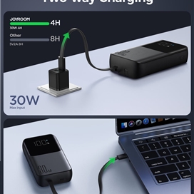 پاوربانک 30 وات دو پورت 20000 جویروم با کابل همراه JOYROOM Mini Power Bank With dual Cables JR-PBC07