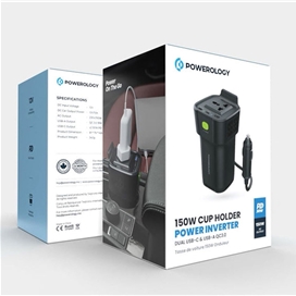 اینورتر 150 وات پاورولوژی POWEROLOGY 150W CUP HOLDER POWER INVERTER