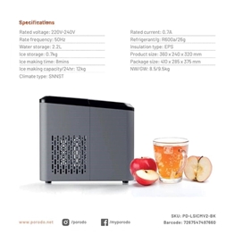 دستگاه یخ ساز قابل حمل 2.2 لیتری پرودو Porodo Lifestyle Portable Outdoor Ice Cube Machine PD-LSICMV2