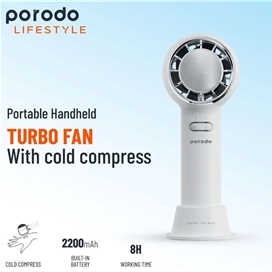 پنکه دستی و کمپرسور سرد پرودو Porodo Lifestyle Portable Handheld Turbo Fan With Cold Compress PD-LSHCCF