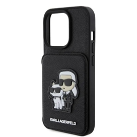 قاب برند کارل لاگرفلد اورجینال مدل SAFFIANO WITH CARDSOLD AND STAND مناسب برای گوشی موبایل اپل آیفون 15 پرو