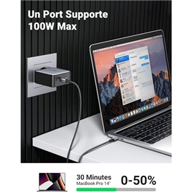 شارژر دیواری 100 وات با دو پورت USB-C یوگرین مدل CD254