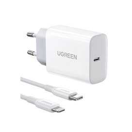 شارژر دیواری 20 وات با پورت USB-C PD یوگرین همراه با کابل مدل CD137