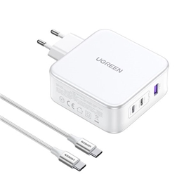 شارژر دیواری یوگرین 140 وات با دو پورت USB-C و یک پورت USB-A مدل CD289 همراه با کابل USB-C