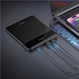 پاوربانک 20000 گرین لاین Green Lion Ultra Thin GNULTHIN20BK توان 120 وات همراه با کابل متصل