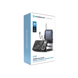 پاوربانک خورشیدی 16000 و اسپیکر بلوتوث پاورولوژی Powerology Solar Power Bank with FM Radio Speaker PP049