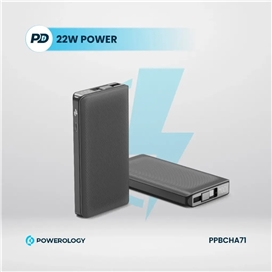 پاوربانک 22 وات 10000 با کابل تایپ سی جمع شونده پاورولوژی Powerology Power Bank PPBCHA71