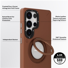 قاب یانگ کیت Youngkit Leather 360° Rotation Ring Stand Case Magsafe Samsung مناسب برای Galaxy S25 Ultra