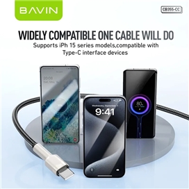 کابل Type-C به Type-C باوین Bavin CB355 طول 1 متر توان 60 وات
