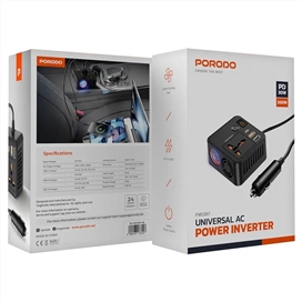 اینورتر و مبدل برق خودرو پرودو Porodo Universal AC Power Inverter مناسب برای شارژ و راه‌اندازی انواع لوازم الکترونیکی در سفر