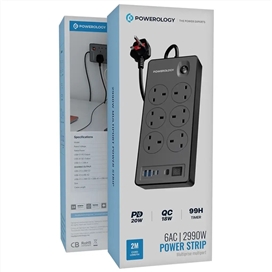 چندراهی برق پاورولوژی 6 پورت مدل PWCUQC046BK توان 2990 وات