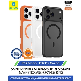 قاب بلو Blueo Skin Friendly Stain & Slip Resistant Magnetic Case-Orange Ring با مگ سیف مناسب برای Apple iPhone 17 Pro Max