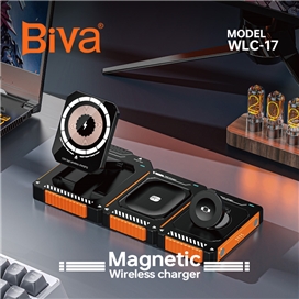 استند و شارژر وایرلس چند کاره مگ سیف بیوا Biva WLC-17 با قابلیت شارژ اپل واچ