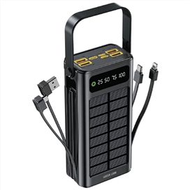 پاوربانک خورشیدی 30000 گرین لاین Green Lion Solar X GLPX49 GNSOL49PB30BK توان 22.5 وات و کابل متصل