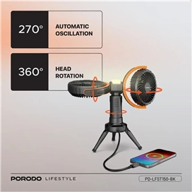 پنکه شارژی رو میزی به همراه پاور بانک پرودو Porodo Dual-Head Oscillating Fan PD-LFST150
