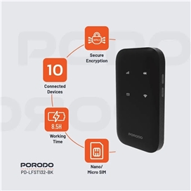 مودم جیبی پرودو Porodo Pocket Router 4G LTE/Wifi 6 PD-LFST132