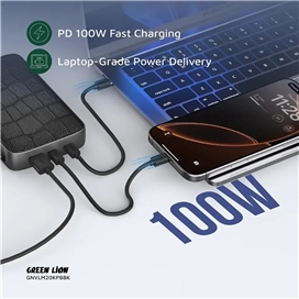 پاوربانک 100 وات 20000 گرین لاین Green Lion Valmont Power Bank GNVLM20KPBBK