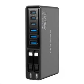 هاب شارژ 320 وات باکابل جمع شونده پاورولوژی Powerology Univo Charging Station PWCUQC049BK