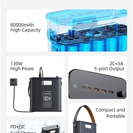 پاوربانک 80000 یوسمز USAMS CD196 80000mAh PowerStation توان 130 وات