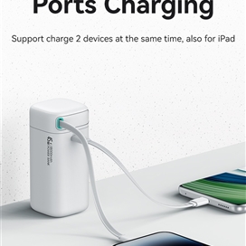 پاوربانک 18000 یوسمز USAMS CD216 توان 45 وات همراه با کابل متصل