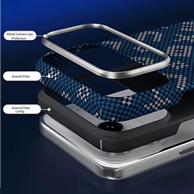 قاب Blueo بلو Gilded Tactile Woven Aramid Fiber Magnetic Case مناسب برای Apple iPhone 17 Pro Max