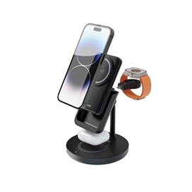 استند و پاوربانک وایرلس چندکاره مگ سیف Porodo 4-In-1 MagSafe Dock PBFCH024 توان 10 وات