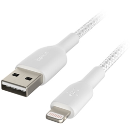 کابل شارژ آیفون USB-A به لایتنینگ با روکش بافته شارژ سریع بلکین مدل CAA002bt2MWH طول 2 متر سفید