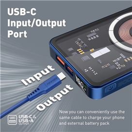 شارژر بی سیم پرومیت مدل TRANSPACK-5.BLUE با باتری داخلی 5000 میلی آمپر ساعت