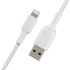 کابل شارژ آیفون USB-A به لایتنینگ با روکش بافته شارژ سریع بلکین مدل CAA002bt2MWH طول 2 متر سفید