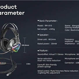 هدفون سیمی گیمینگ Remax RM-810 WarGod Usb RGB Gaming Headphone