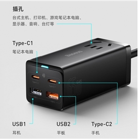 شارژر 65 وات پنج پورت بیسوس Baseus 65W GaN3 Pro PSZM000001