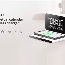 شارژر بی‌سیم و ساعت رومیزی رسی Recci RLS-L12 Perpetual Calendar Wireless Charger