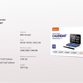 شارژر بی‌سیم و ساعت رومیزی رسی Recci RLS-L12 Perpetual Calendar Wireless Charger