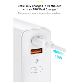 پاوربانک 10000 و شارژر دیواری بیسوس Baseus Power Station 4 PPHD010001 87W CN توان 87 وات با کابل