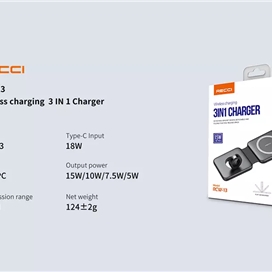 شارژر وایرلس 3 کاره رسی RECCI RCW-13 3 IN 1 15W WIRELESS CHARGER