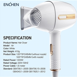 سشوار شیائومی Xiaomi Enchen Air Hair Dryer توان 1200 وات