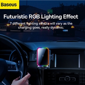 هولدر موبایل خودرو و شارژر وایرلس 15 وات بیسوس Baseus Halo Electric Wireless Charging Car Mount SUDD000001