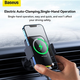 هولدر موبایل خودرو و شارژر وایرلس 15 وات بیسوس Baseus Halo Electric Wireless Charging Car Mount SUDD000001