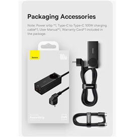 شارژر و چند راهی برق سوپر فست شارژ 100 وات با کابل برق 1.5 متری بیسوس Baseus GaN3 Pro Desktop PSZM000201