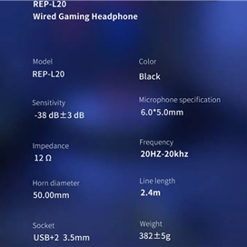 هدفون سیمی گیمینگ با جک 3.5 میلی‌متری رسی Recci REP-L20 Wired Gaming Headphone