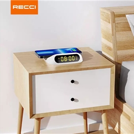 شارژر بی سیم 15 وات و ساعت رومیزی رسی Recci RCW-22 clock wireless fast charging 15W
