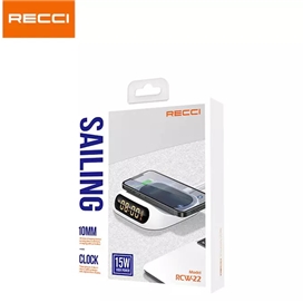 شارژر بی سیم 15 وات و ساعت رومیزی رسی Recci RCW-22 clock wireless fast charging 15W