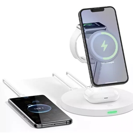 شارژ بی سیم 15 وات چند کاره رسی RECCI RCW-26 15W 5 IN 1 Magnetic WIRELESS CHARGER STAND