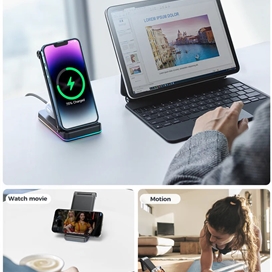 استند و شارژر وایرلس چندکاره جویروم JOYROOM Wireless Charger 3-In-1 JR-WQN01