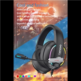 هدفون سیمی گیمینگ لنوو Lenovo HU75 Color LED Adjustable Gaming Headset