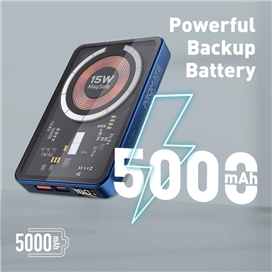 شارژر بی سیم پرومیت مدل TRANSPACK-5.BLUE با باتری داخلی 5000 میلی آمپر ساعت