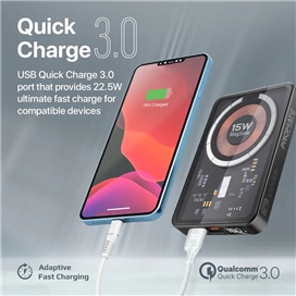 شارژر بی سیم پرومیت مدل TRANSPACK-10.BLACK با باتری داخلی 10000 میلی آمپر ساعت